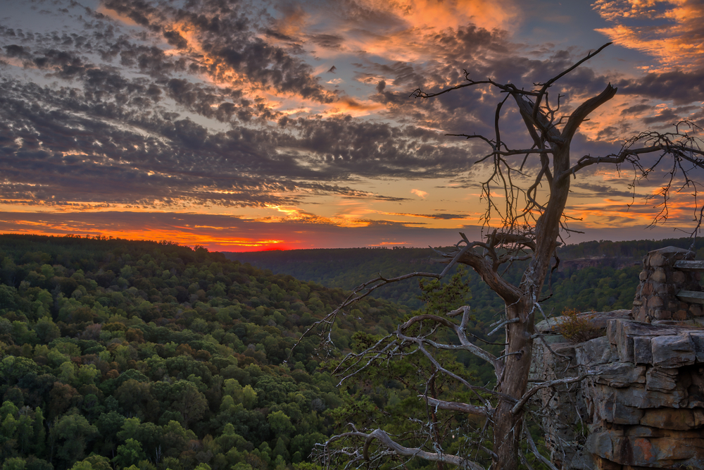 Sunset from scenic overlook in Buck's Pocket State Park